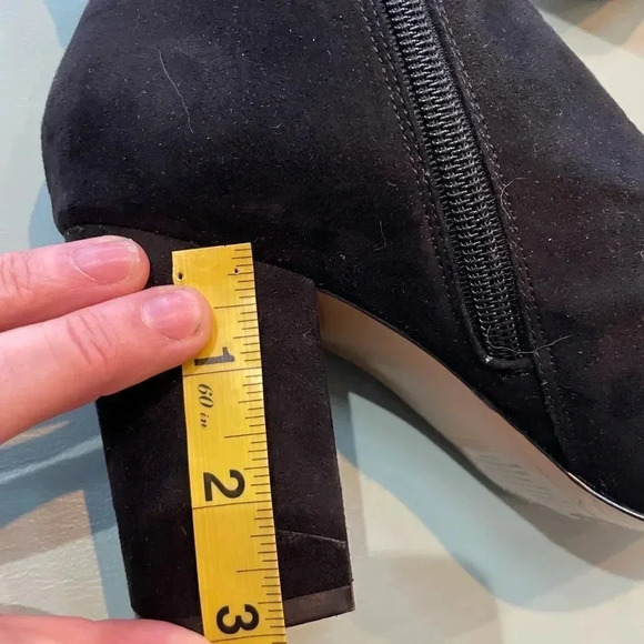 Express Floral Botanical Embroidered Heeled black faux suede Booties, size 8 - Picture 8 of 10